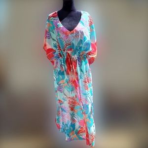 Talbots Flowy Floral Lightweight Drawstring Dress